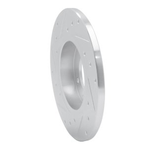 Audi Coupe Brake Rotor (1) - Front Right - R1 Concepts - Drilled & Slotted - Silver - `73-`05